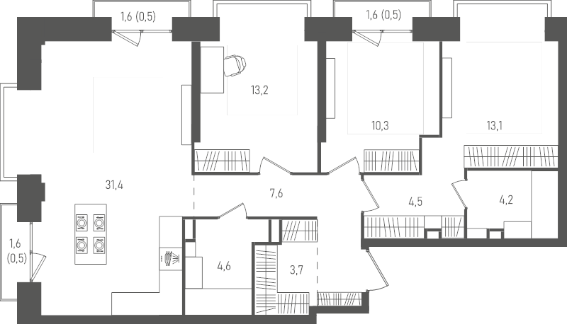 4 ккв (Евро) 94,1 м²