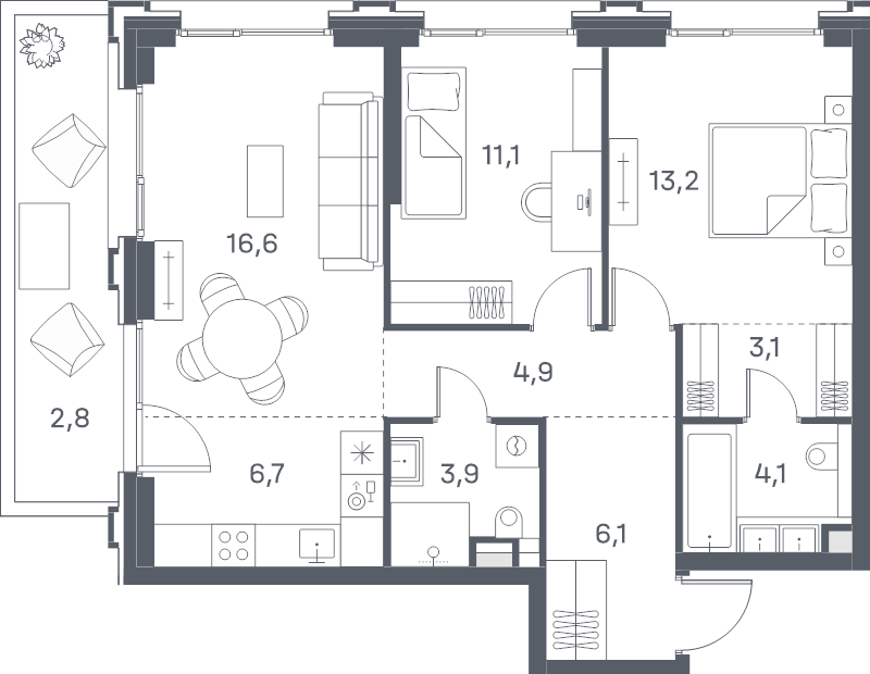 3 ккв (Евро) 72,5 м²