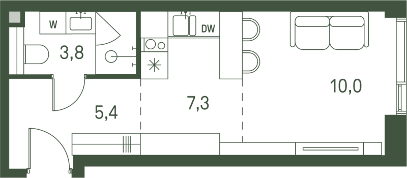 Студия 26,5 м²