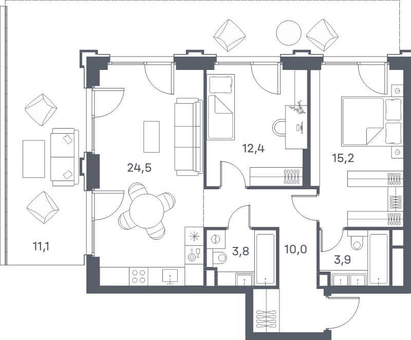 3 ккв (Евро) 81 м²