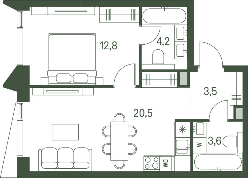 2 ккв (Евро) 44,6 м²