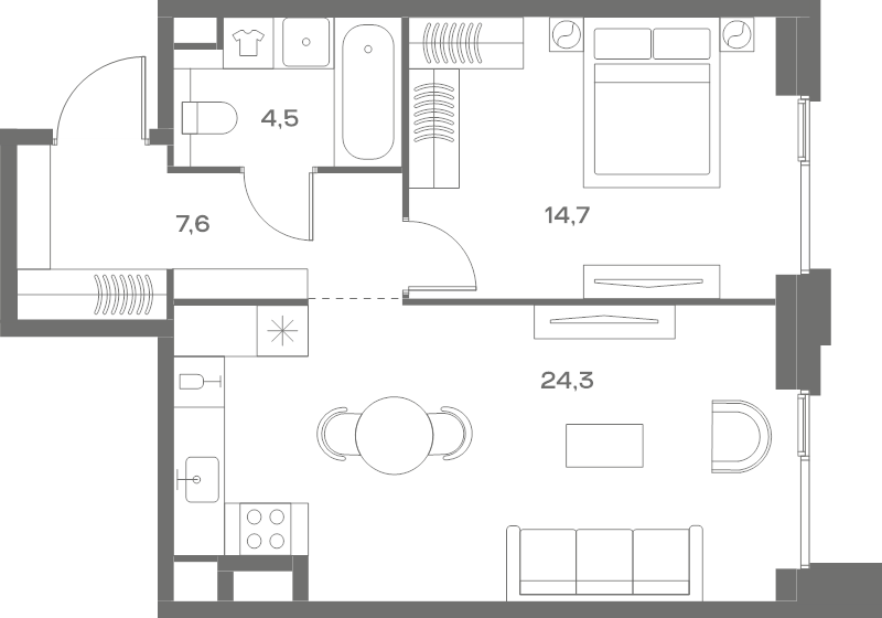 2 ккв (Евро) 51,1 м²
