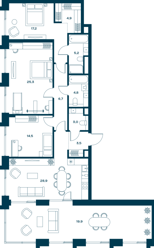 4 ккв (Евро) 138,8 м²
