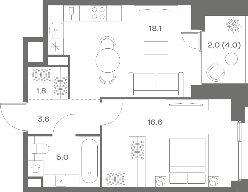 2 ккв (Евро) 47,1 м²
