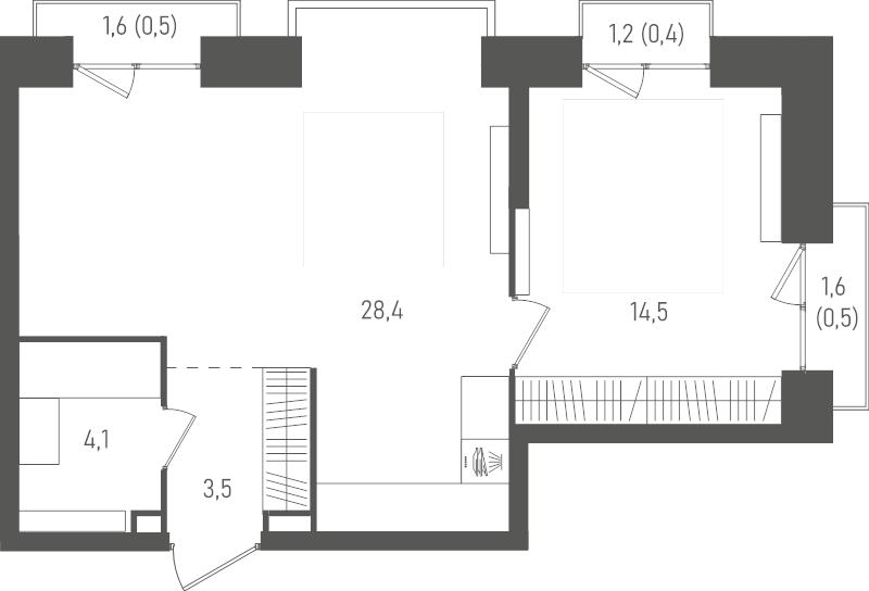 2 ккв (Евро) 51,9 м²