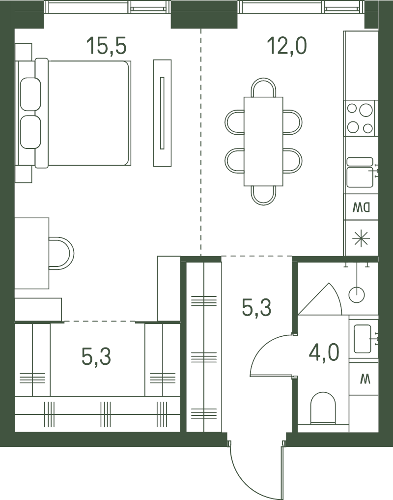 1 ккв 42,1 м²