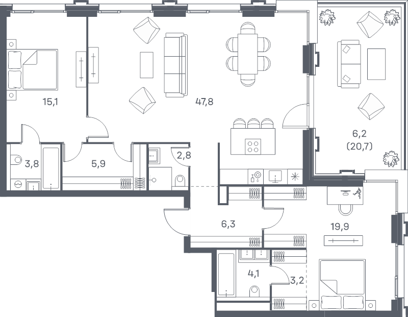 3 ккв (Евро) 115,1 м²