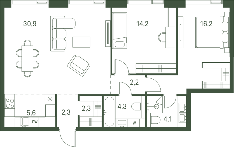 3 ккв (Евро) 82,1 м²