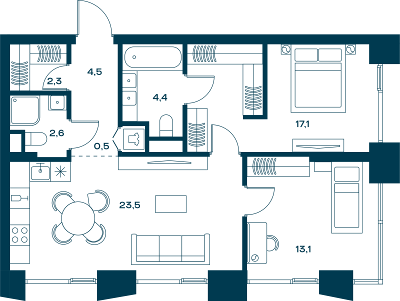 3 ккв (Евро) 70,1 м²