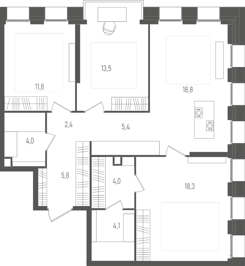 4 ккв (Евро) 88,1 м²