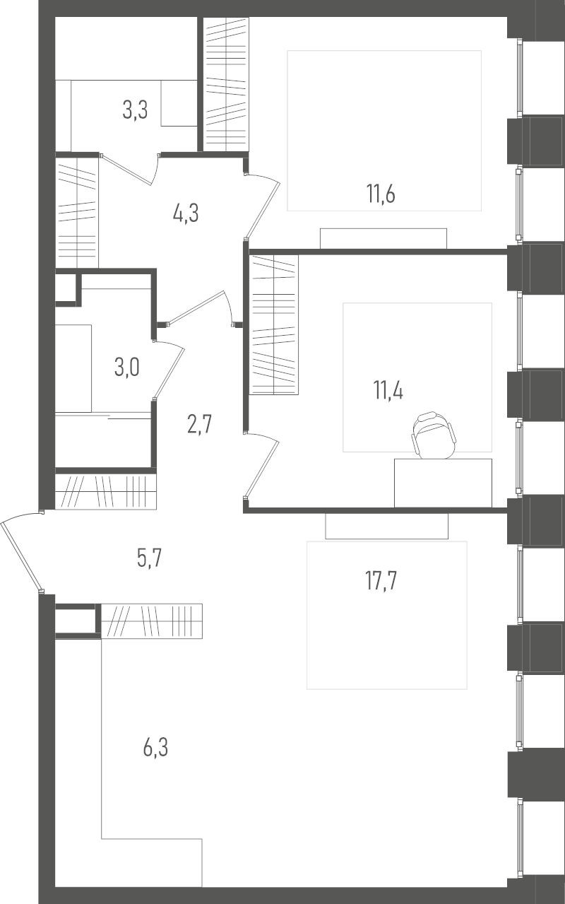 3 ккв (Евро) 66 м²