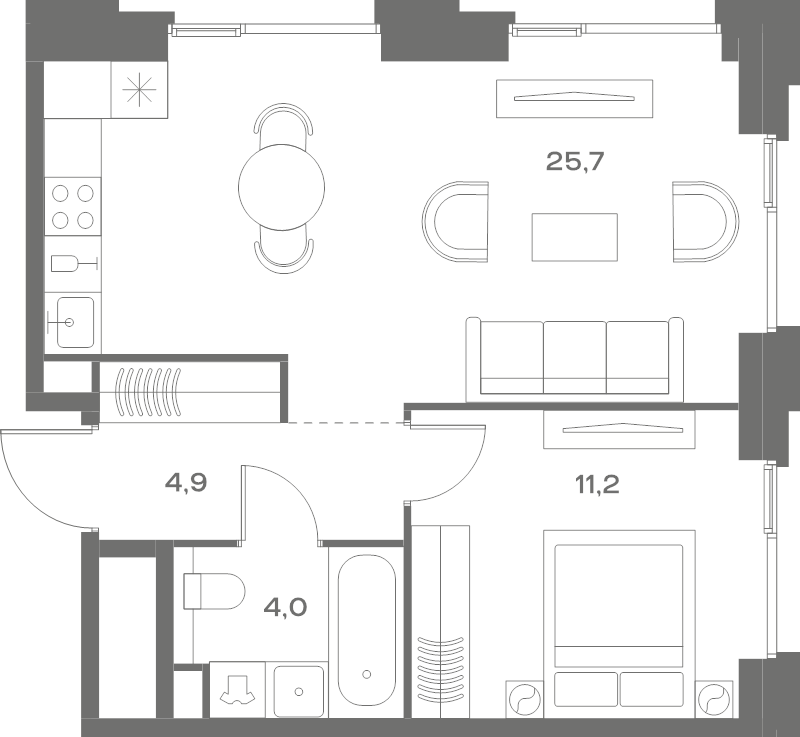 2 ккв (Евро) 45,8 м²