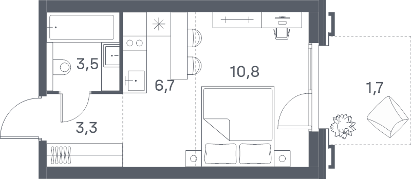 Студия 26 м²