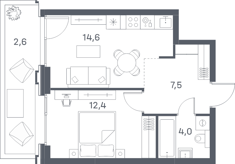 1 ккв 41,1 м²