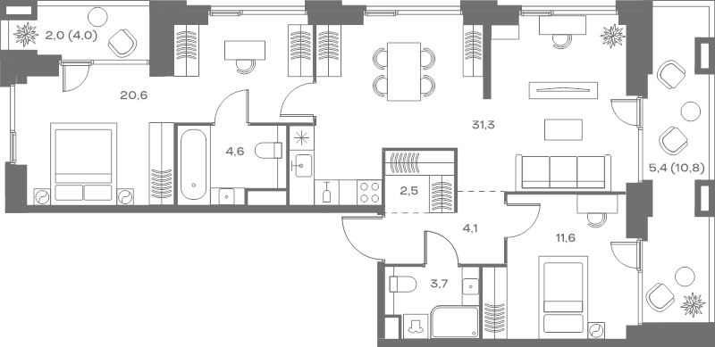 3 ккв (Евро) 85,8 м²