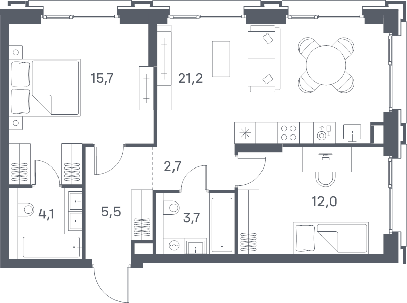 3 ккв (Евро) 64,9 м²