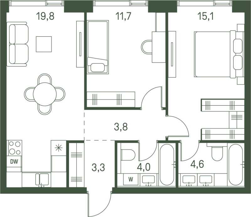 3 ккв (Евро) 62,3 м²