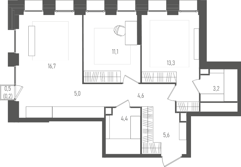 3 ккв (Евро) 64,1 м²