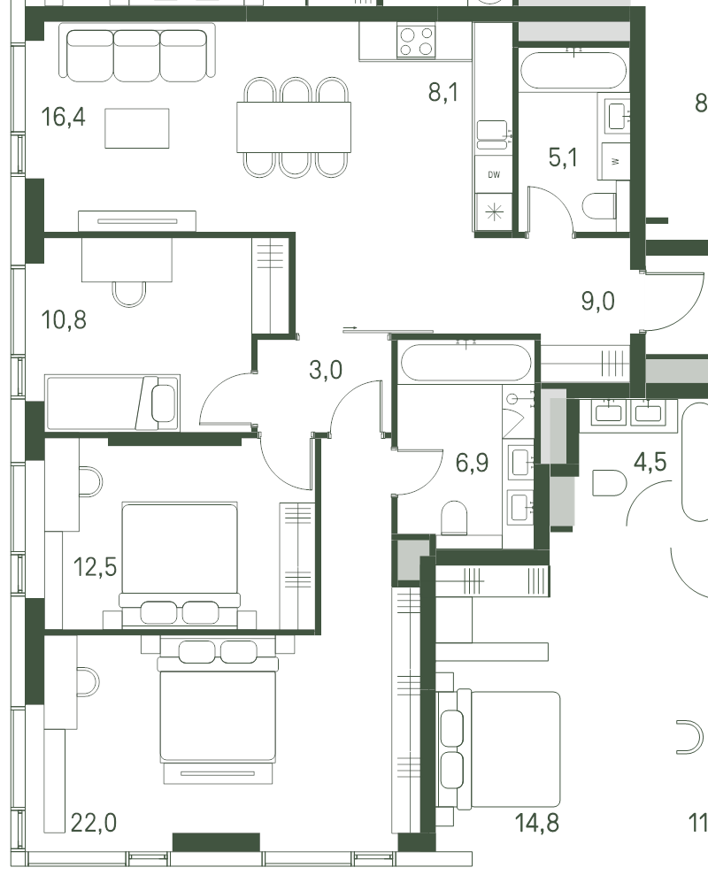 4 ккв (Евро) 93,8 м²