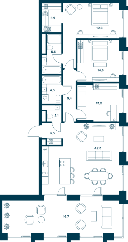 4 ккв (Евро) 137,2 м²