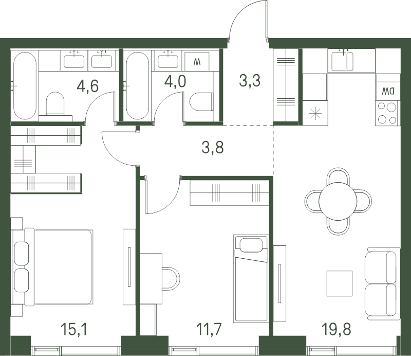3 ккв (Евро) 62,3 м²