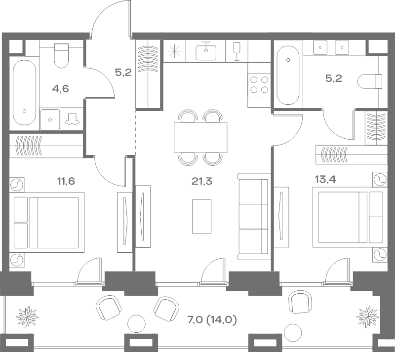 3 ккв (Евро) 68,3 м²