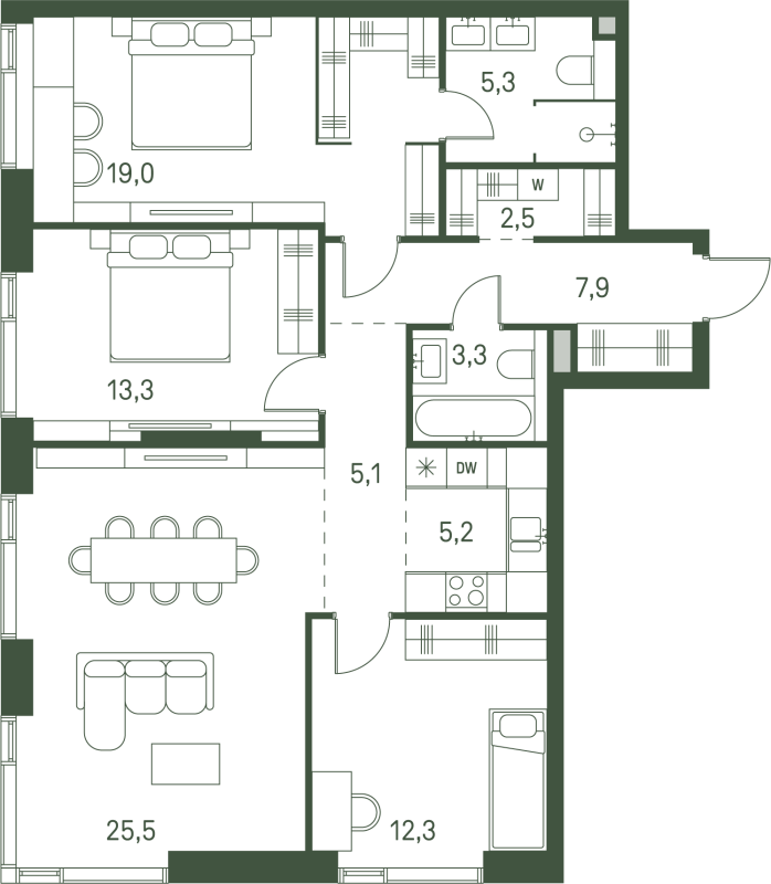 4 ккв (Евро) 99,4 м²