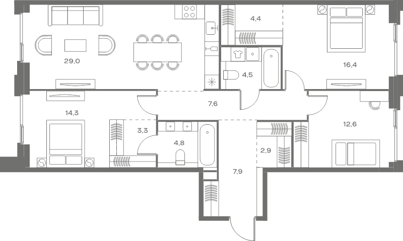 4 ккв (Евро) 107,7 м²