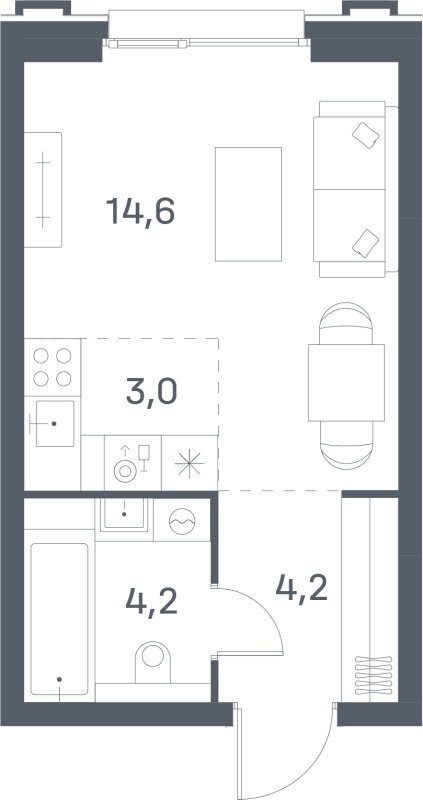 Студия 26 м²