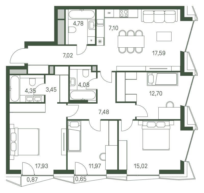 5 ккв (Евро) 113,4 м²