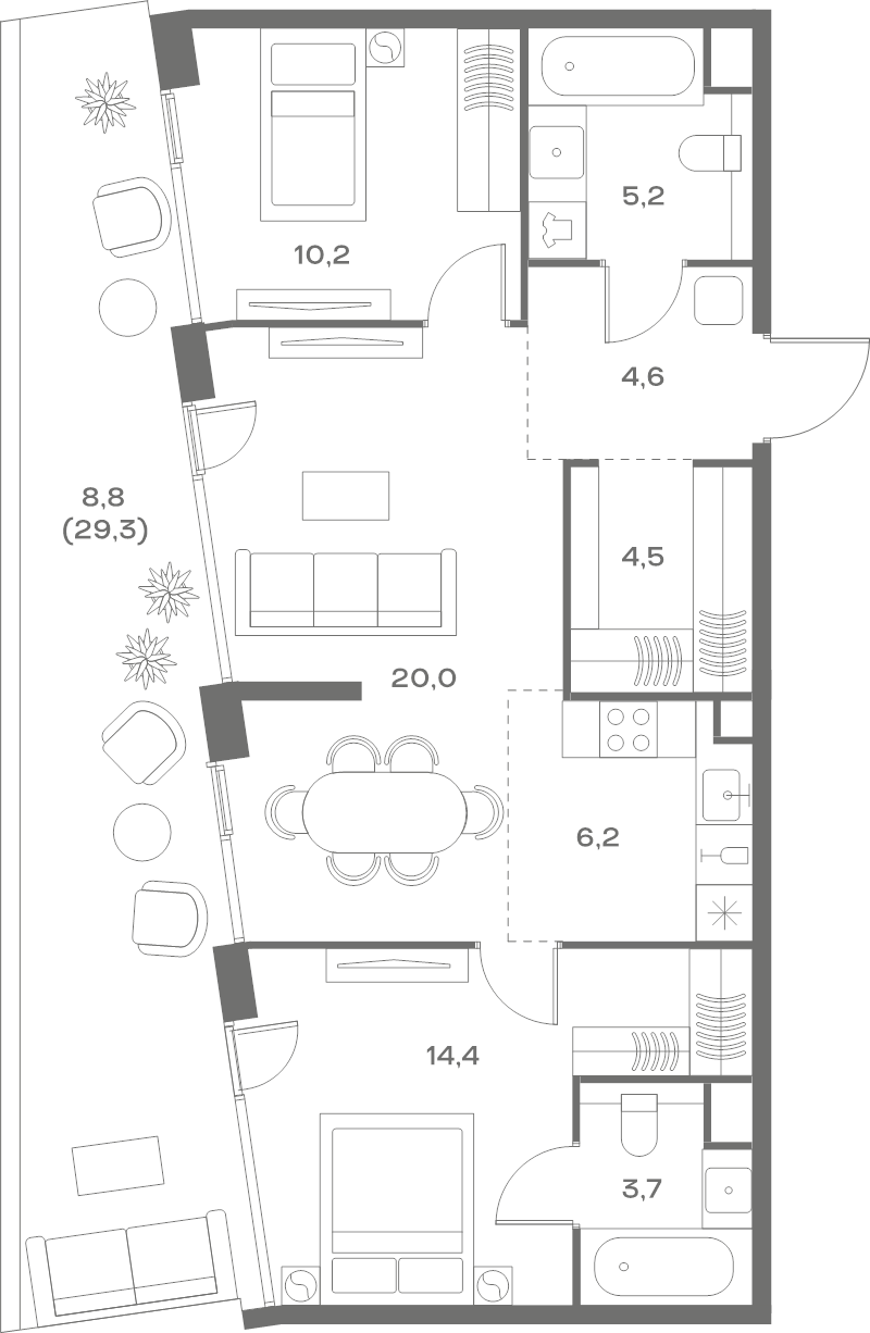 3 ккв (Евро) 77,6 м²