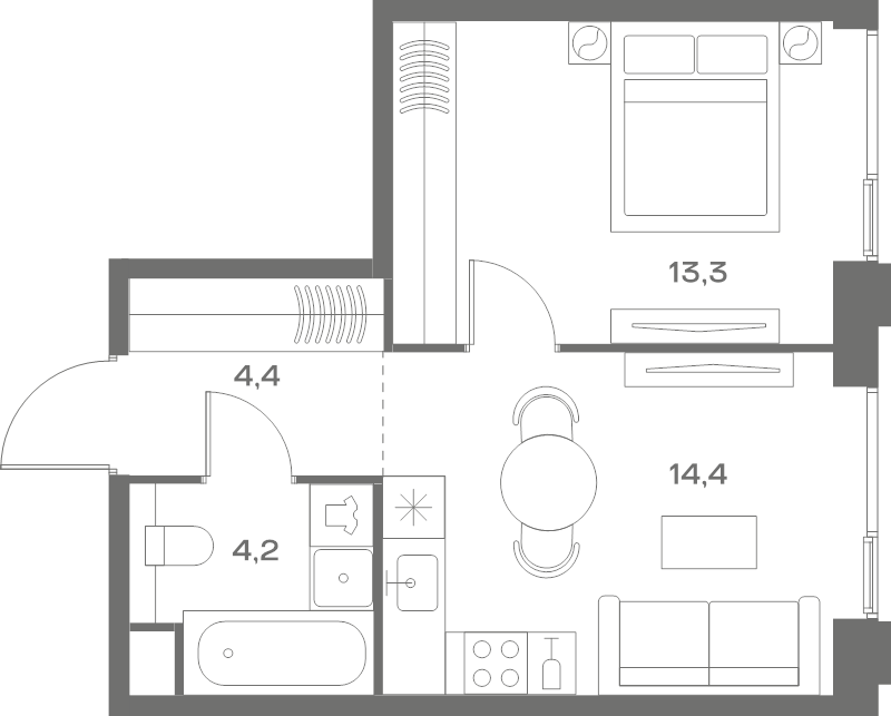 1 ккв 36,3 м²
