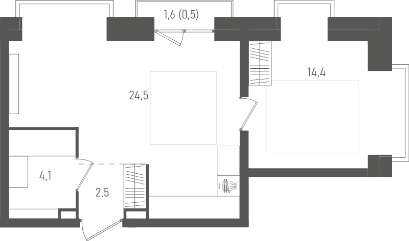 2 ккв (Евро) 46 м²