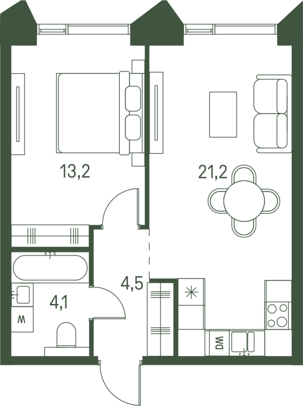 2 ккв (Евро) 43 м²