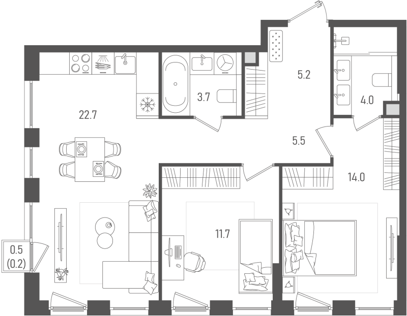 3 ккв (Евро) 67,3 м²