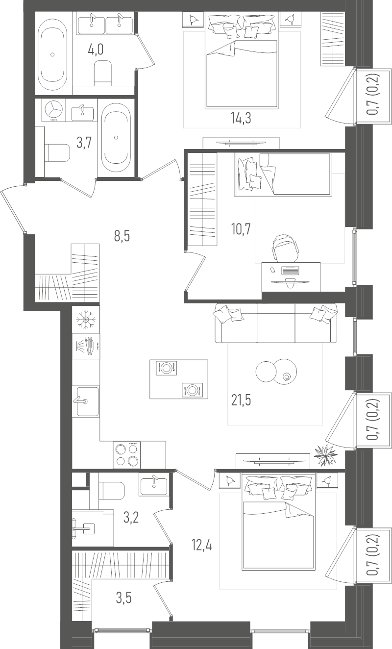 4 ккв (Евро) 82,4 м²
