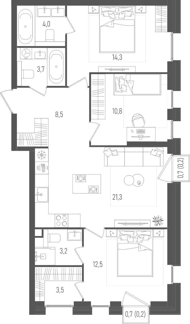 4 ккв (Евро) 82,2 м²