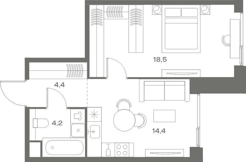 1 ккв 41,5 м²
