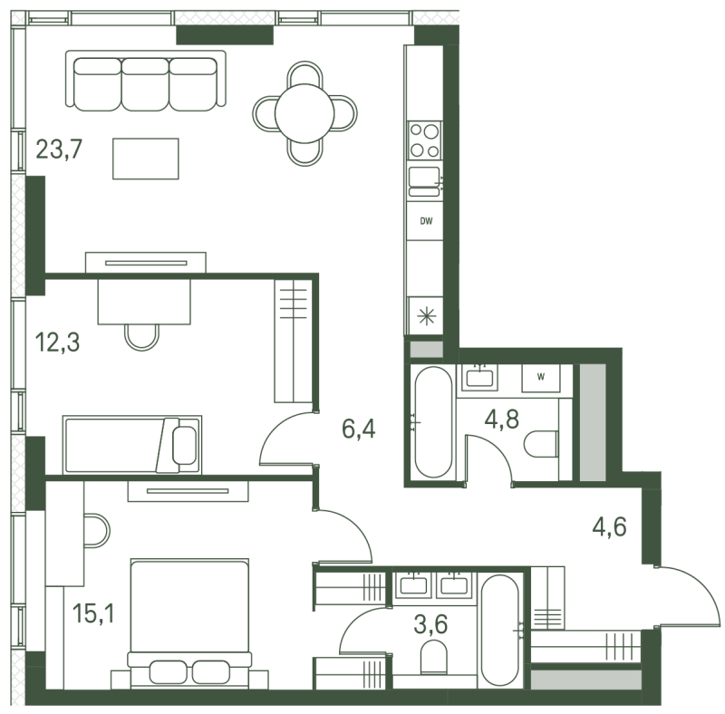 3 ккв (Евро) 70,5 м²