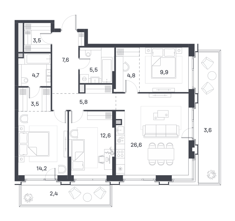 4 ккв (Евро) 104,3 м²