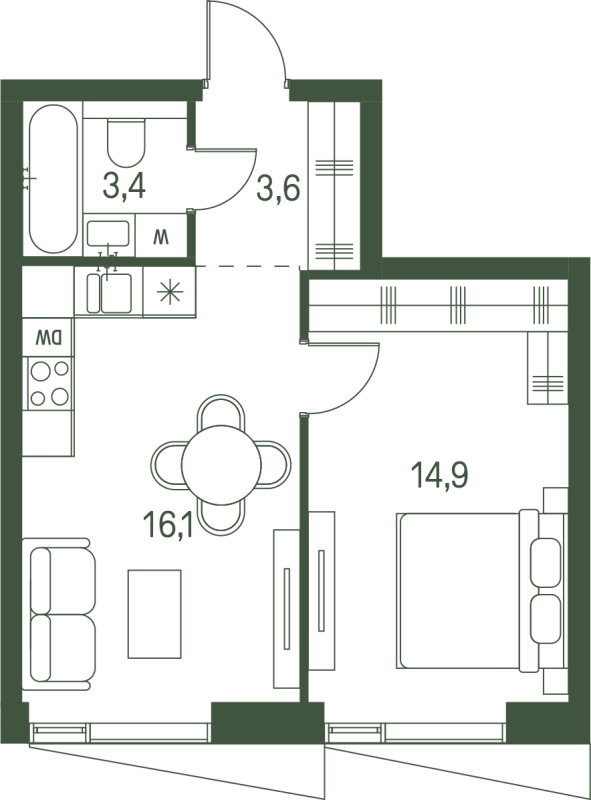 2 ккв (Евро) 38 м²