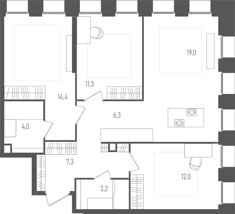 4 ккв (Евро) 77,5 м²