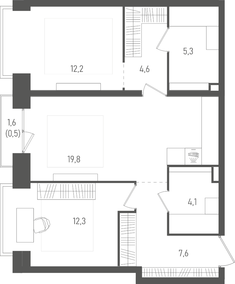 3 ккв (Евро) 66,4 м²