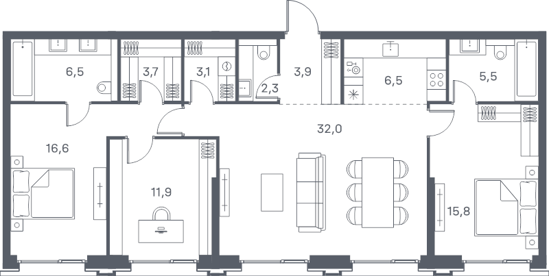 4 ккв (Евро) 107,8 м²
