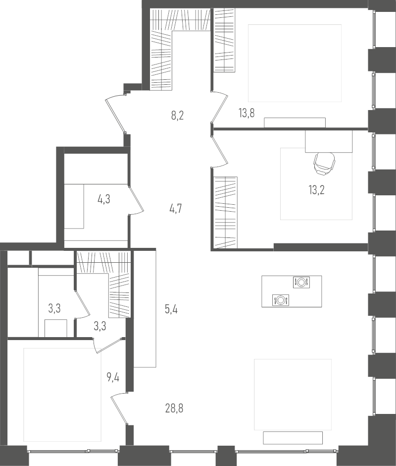 4 ккв (Евро) 94,4 м²