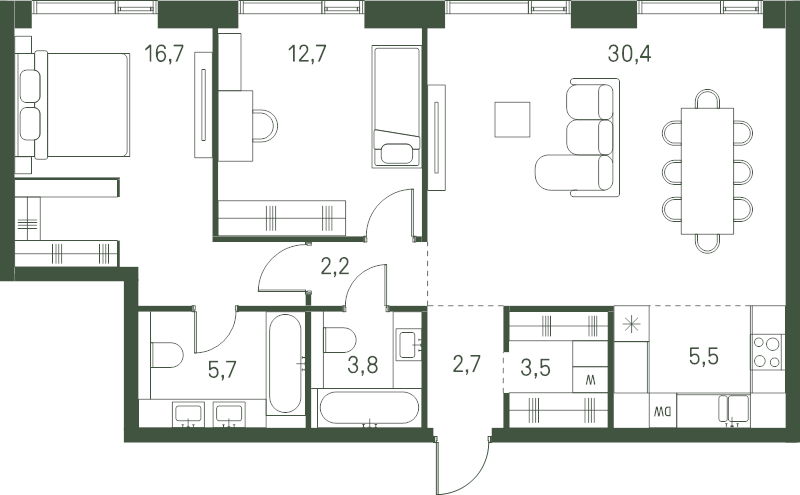3 ккв (Евро) 83,2 м²
