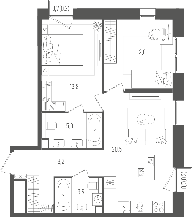 3 ккв (Евро) 63,8 м²