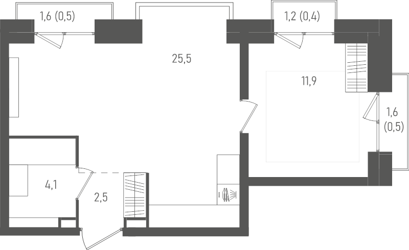 2 ккв (Евро) 45,4 м²