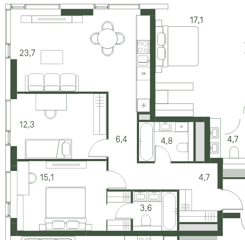 3 ккв (Евро) 70,6 м²