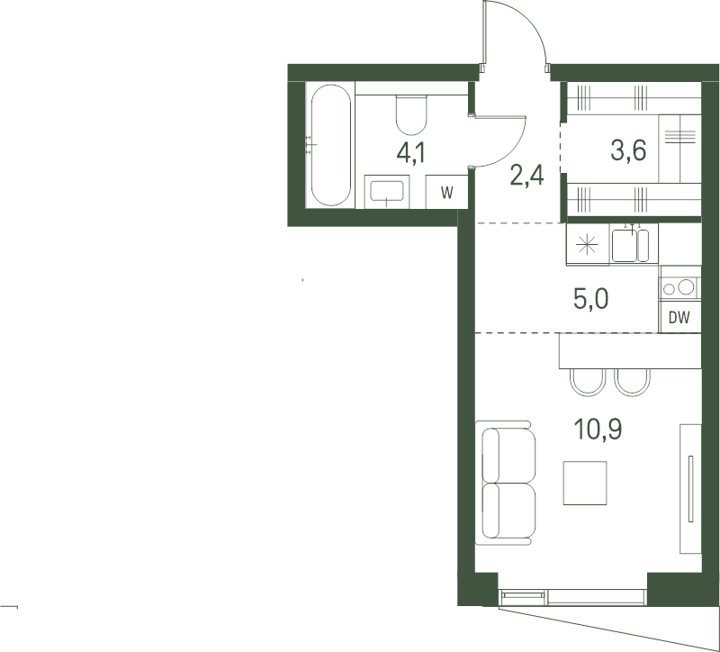 Студия 26 м²